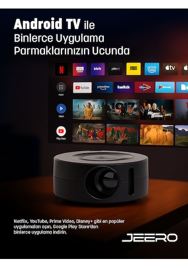 Jeero Mini Ev Sinema Projeksiyon Cihazı Türkçe Menü Yt200