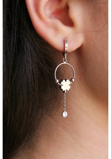 Argentum Concept 925 Ayar Gümüş Yonca Figürlü Tasarım Küpe - K052101