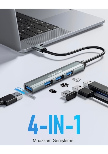 Lemorele 4'in 1'i Hub Çoklayıcı Type-c Girişli 4 Port 3.0 480mbps