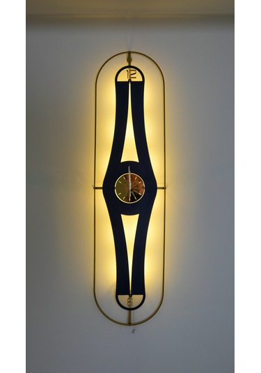 Parıltı Bablo Premium Duvar Saatleri Gold - Lacivert