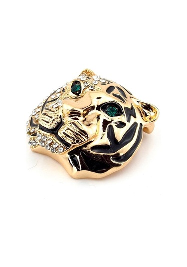 Solfera Yeşil Gözlü Kaplan Tiger Yırtıcı Hayvan Safari Zirkon Taşlı Broş Rz171