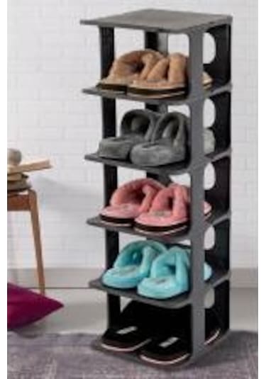 Antrasit - Koyu Gri - Gri Lüayakkabılık Ahşap - Metal