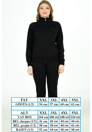 Fantasy Kadın Boydan Fermuarlı Büyük Beden Eşofman Takım 201836B