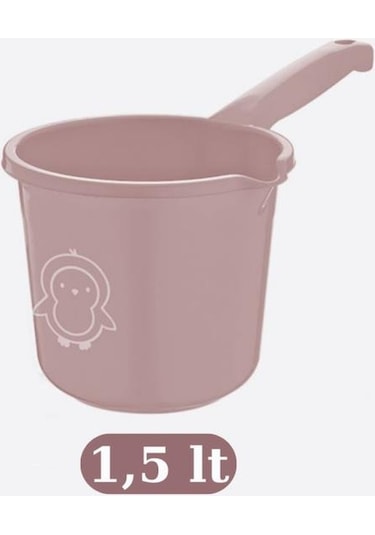 Flosoft Bebek Banyo Su Kovası Ve Maşrapası Seti, Saplı Oluklu Kova 13lt Ve Maşrapa 1,5lt 2 Li Set Pembe