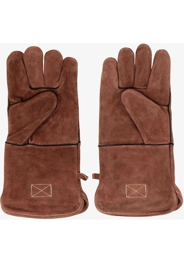 Snow Peak Fire Side Gloves, Deri Isı Ve Kıvılcım Korumalı Uzun Kamp Eldiveni Kahverengi