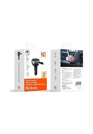 Mcdodo Cc-4850 80w Geri Çekilebilir Kablolu Hızlı Araç Çakmak Şarj Cihazı