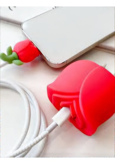 Iphone 18w/20w Uyumlu Şarj Kablosu Ucu Ve Şarj Başlığı Kılıfı Gül