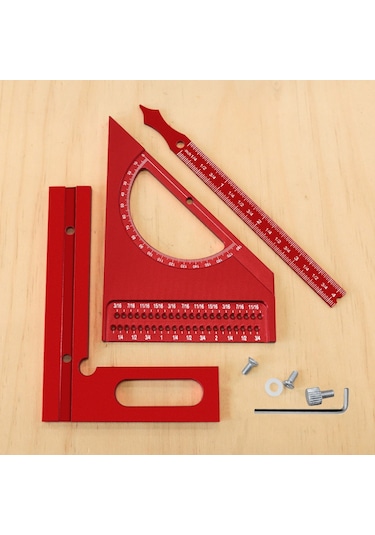 Skycity Alüminyum 3d Ahşapçı Açı Çizici - 0-180 Derece Hızlı İşaretleme, Paralel Çizgi, Metrik Ölçü, Gri Renk