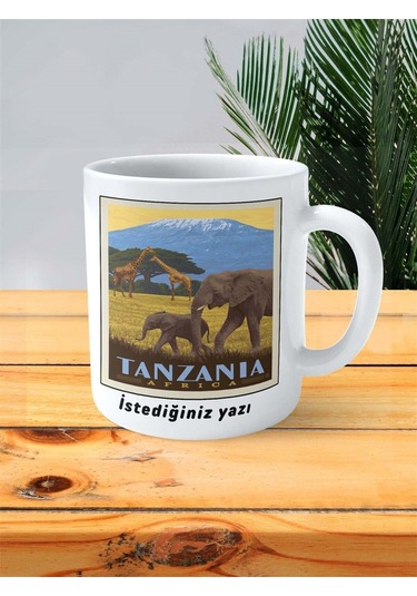 Tanzania Tanzanya Baskılı Kupa Bardak Kişiye Özel Desen 3 Çok Renkli