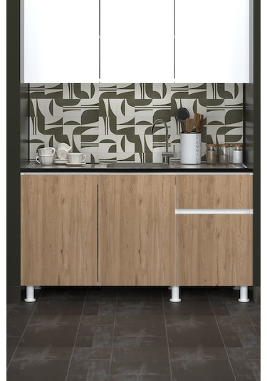 150 Cm Poyraz Mutfak Alt Modül Evyeli Ahşap