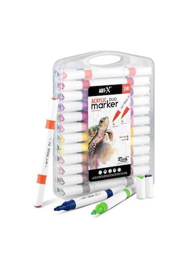 Rich Art X Acrylic Duo Marker Çift Uçlu Su Bazlı Boyama Kalemi 24 Renk Set 18054