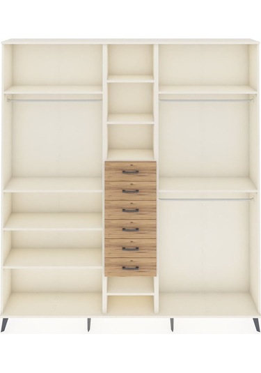 Arges Dolap 10 Raflı 6 Çekmeceli 3 Askılı 220x30x243 Aytaşı-aytaşı/çam Aytası/atlas Çam