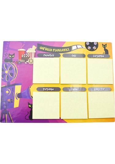 Notyaz 29x21 50 Yaprak 6 Blok Başarı Haftalık Planlayıcı Kedili Sinema Bh-3631 Çok Renkli