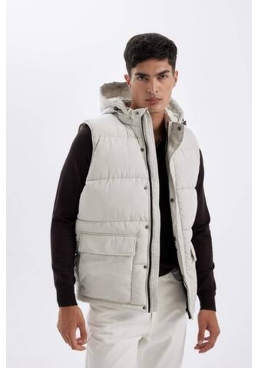 DeFacto Su İtici Hafif Şişme Yelek Çıkarılabilir Kapüşonlu Fermuarlı Cepli Mevsimlik W5509AZ24AUBG721 Bej