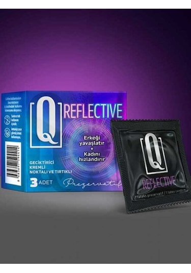 Q Reflective Kremli Tırtıklı Prezervatif 3'lü