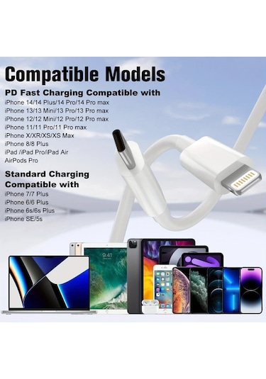 Honeybeeshop Tekgene C Tipi Yıldırım 1 8 M 30w Pd Hızlı Şarj Kablosu Mfi Sertifikalı Lightning Usb C İphone 14 13 12 11 Pro Max X 7 6 Plus Se Uyumlu