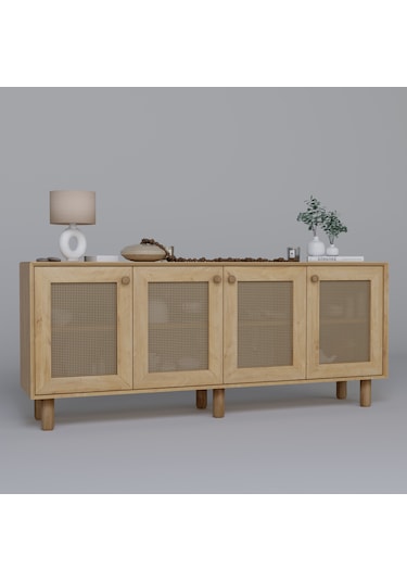 Bohem Serisi Natura Pvc Hasır Desen Ceviz - Meşe Konsol Safir Meşe