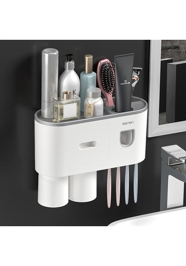 Dancemonkey Mengni Banyo Duvara Monte Diş Fırçası Tutucu - Gri Model, Pratik Ve Şık Tasarım Gri