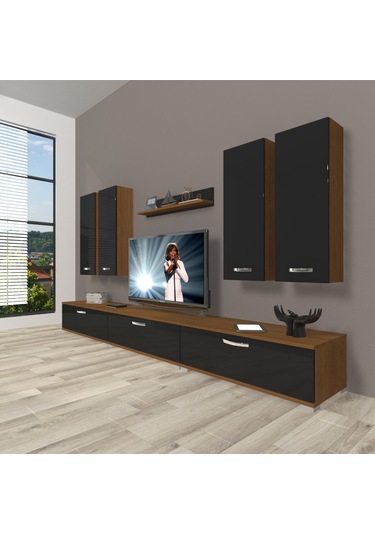 Decoraktiv Eko 8d Slm Tv Ünitesi Tv Sehpası Ceviz - Siyah