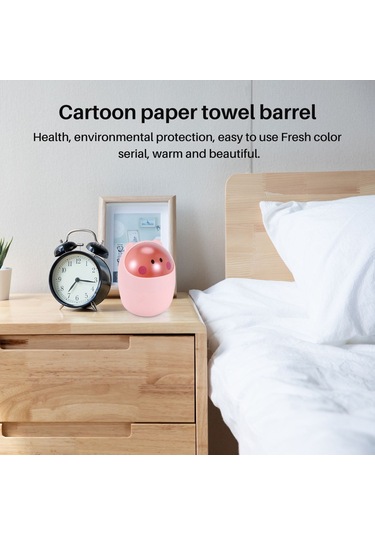 Pazly--mini Çöp Kutusu Masaüstü Çöp Sepeti Temizleme Varil Küçük Masa Düzenleyici Depolama Çöp Kovaları Hayvan Çöp Tenekesi Kağıt Havlu Kabı Pembe