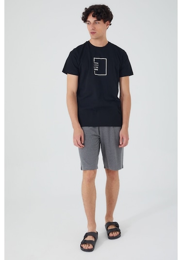 Arnetta Think Less Live More Siyah Erkek Bermuda Takım 001