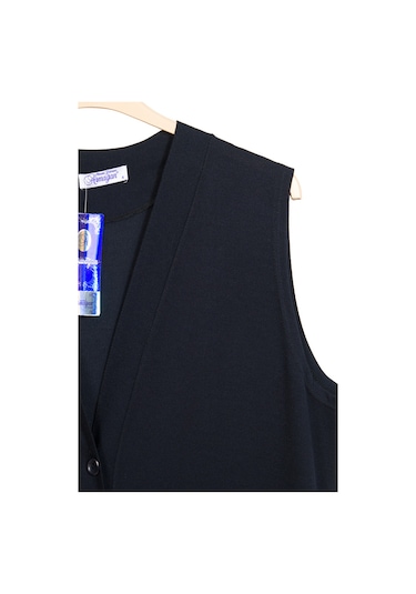 Hesna Kadın Buğra Uzun Lacivert Yelek Lacivert