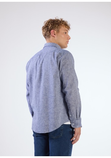 K.lacivert Düz Erkek Gömlek - Regular Fıt Koyu Lacivert