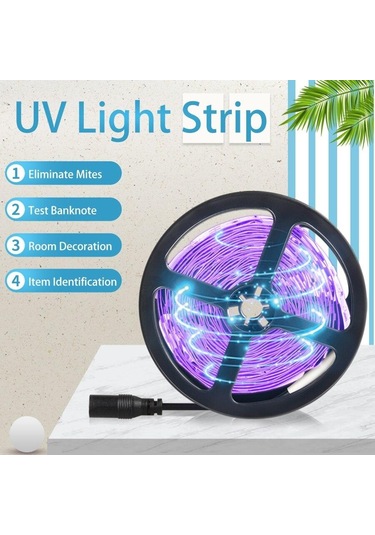 Uv Led Işık Şeridi Esnek Led Şerit Işık Ultraviyole Uv Lamba 385-400nm Siyah Işık 2835 Smd Dc12v Glow Parti Için Led Şerit 10m Us Plug
