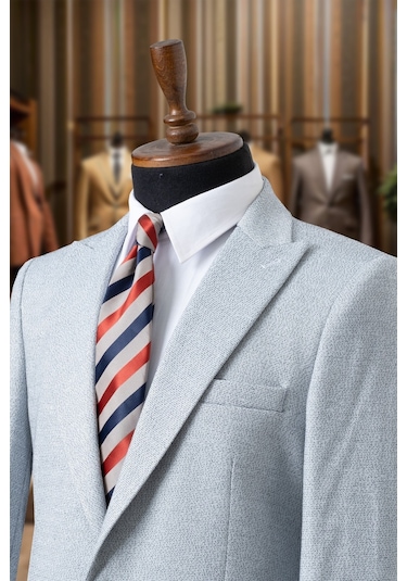 Bonesti Erkek Slim Fit Blazer Ceket Beyaz Siyah Nokta Desenli Beyaz Siyah Noktalı