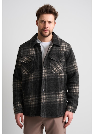 Alexandergardı Erkek Ekoseli Cep Detaylı Yünlü Ceket Ec-1005 Antrasit