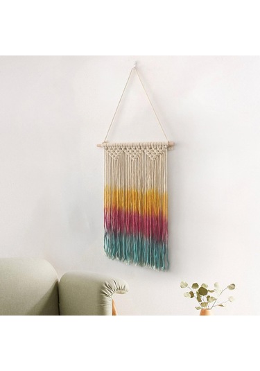 Homyl Makrome Duvar Askısı Renkli Yılbaşı Vurguları Bohem