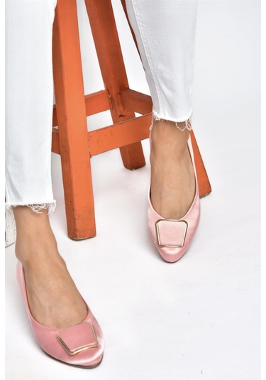 Fox Shoes P726776304 Pudra Saten Kumaş Kadın Babet Pudra