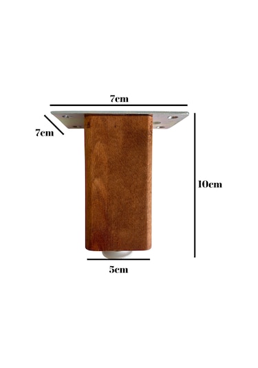 Kale Ayarlı Ahşap Ayak Mobilya Masa Ve Dolap Ayağı Ceviz Kayın/gürgen Ağacı 10cm 4 Adet Ceviz