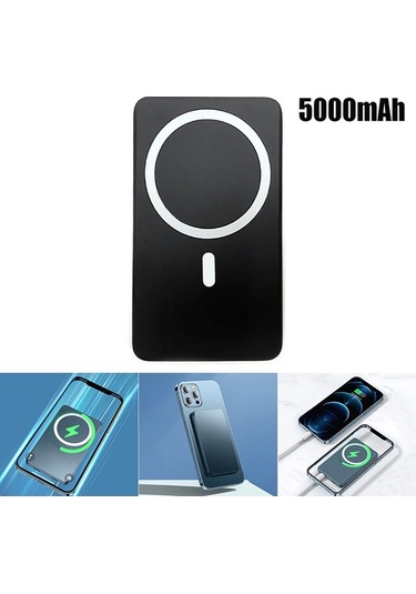 Fastbuy 5000mah Siyah Magsafe Pd Akıllı Manyetik Powerbank - 15w Kablosuz + 20w Kablolu Hızlı Şarj, İkili Cihaz Desteği, İpho