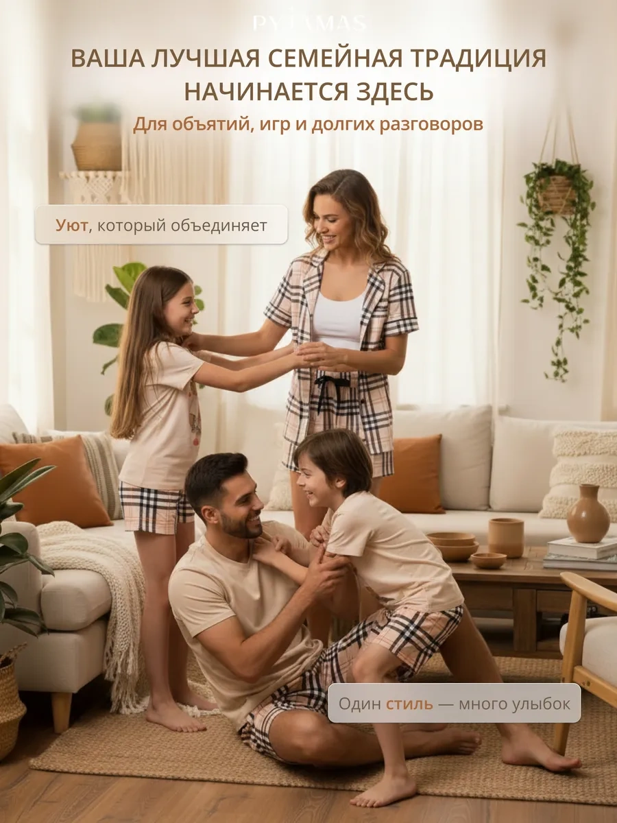 Pyjamas Ekose Şortlu Pijama 330676850 Bej