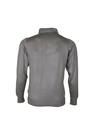 Erkek Açık Gri Kazak Polo Yaka Yünlü Klasik Normal Kesim Rar00816