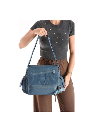 Postacı Okul Çantası Çapraz Askılı Büyük Boy 33 27 Cm Askı Uzunluğu 130 Cm Çok Cepli Kapaklı Omuz Mavi