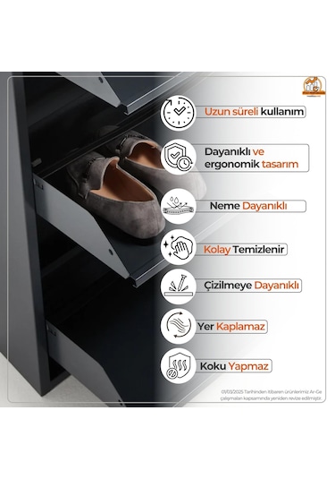 4'lü Metal Ayakkabılık - Siyah