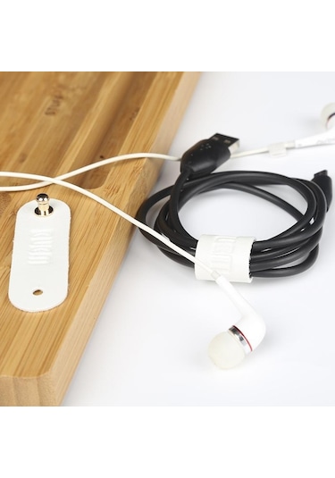 Bubm Lxdc 3 Adet Deri Kablo Askıları Kablo Bağı Sarar Kablo Yönetim Tutucu - Bej