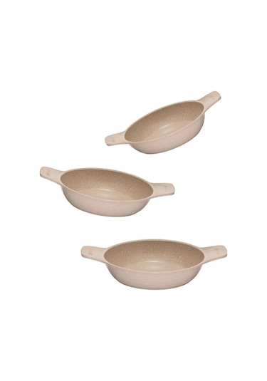 Thermoad 3'lü 18-20-22 Cm Güveç Sahan Set Kapaksız -vizon Vizon