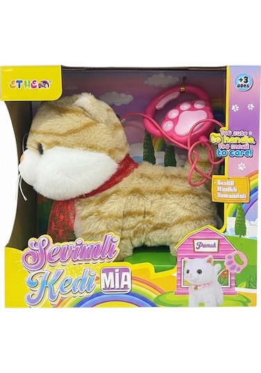 20 Cm Kablo Kumandalı Yürüyen Pelüş Kedi 1234 Çok Rengi