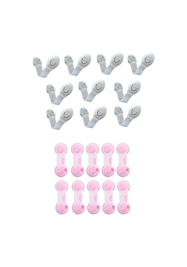 Demet Home Bebek Çocuk Güvenlik Seti Kapak Dolap Çekmece Kilidi 10+10 Çok Renkli