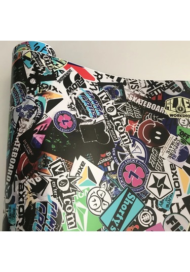 50x300 Cm Kendinden Yapışkanlı Araba Sticker Bomba Wrap Folyo Jdm Kafatası Graffiti Karikatür No 1 50cm X 152cm 1 Piece Set
