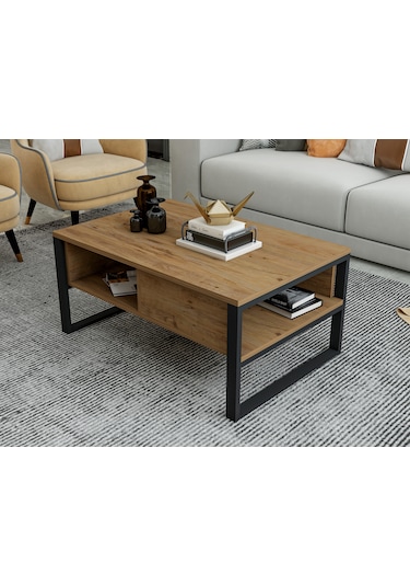 İsti Metal Ahşap Orta Sehpa Atlantik Çam