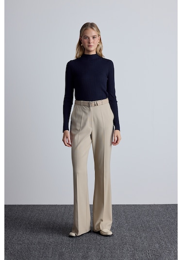 Yüksek Yaka Triko Bluz Lacivert Lacivert