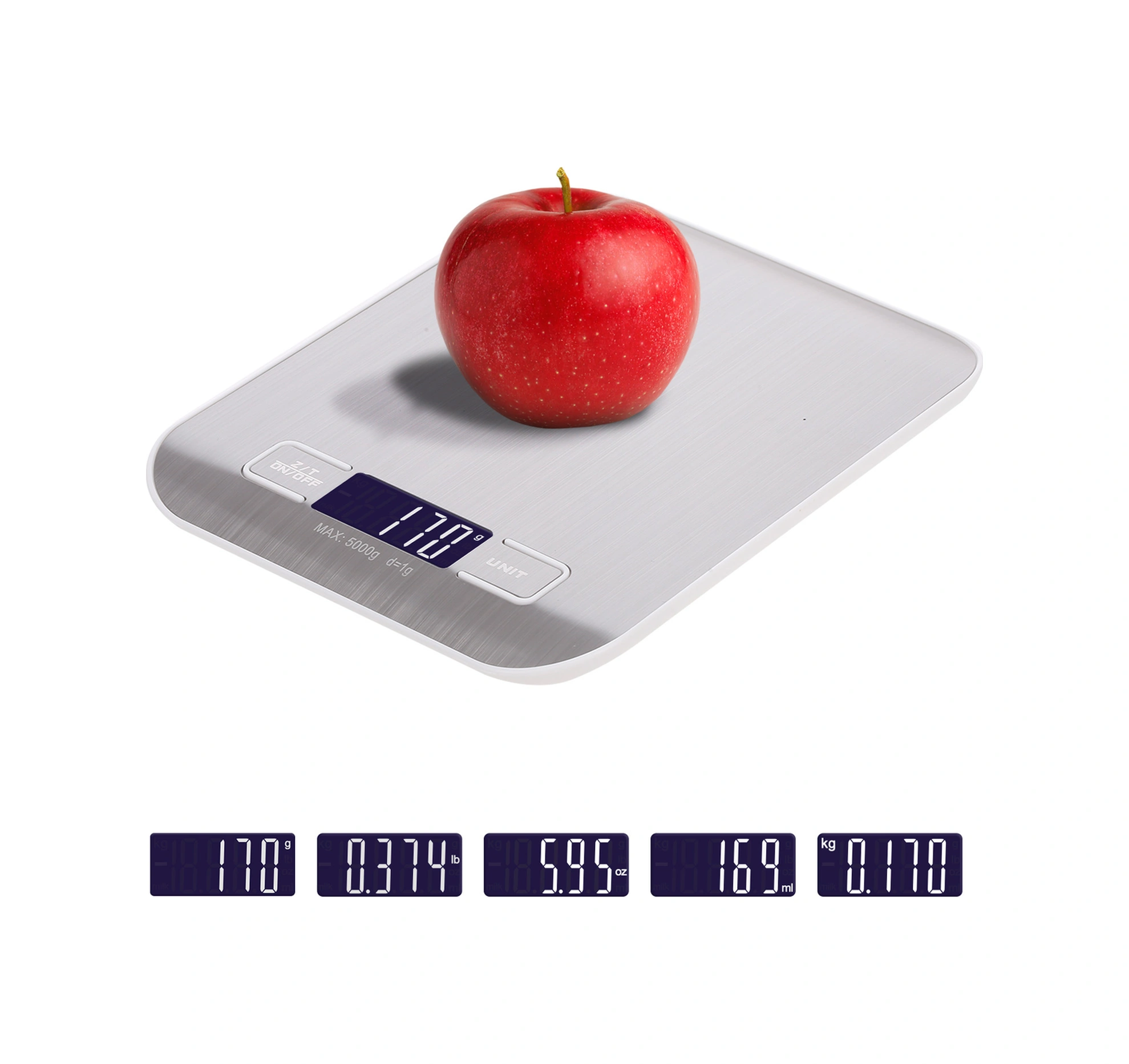 Youmex Mutfak Terazi Gümüş 5kg/1g Hassasiyetli Şarjlı Ve Pil Desteği Abs+paslanmaz Çelik 18x14x1.5cm Çok Renkli