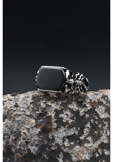 Akrep Figürlü Oniks Taşlı 925 Ayar Gümüş Yüzük 902359 Gümüş