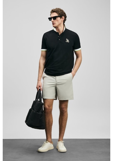 Lufian Zane Smart Erkek Polo T-shirt 111040242 Siyah