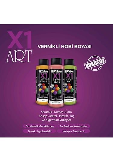 Polisan X1 Art Vernikli Hobi Boyası Abanoz 120 ML