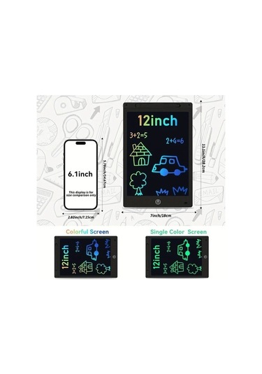 Trendooze Gaojunshop01 10 Inç Xzbb Abs Lcd Eğitim Tahtası, Mavi Pilli Çizim Tableti Çok Renkli